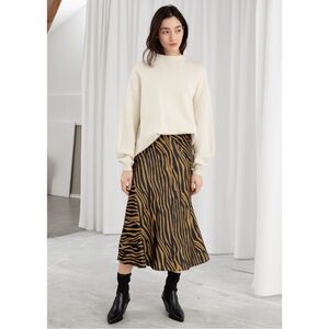 & Other Stories Zebra Print Midi Skirt Size 10